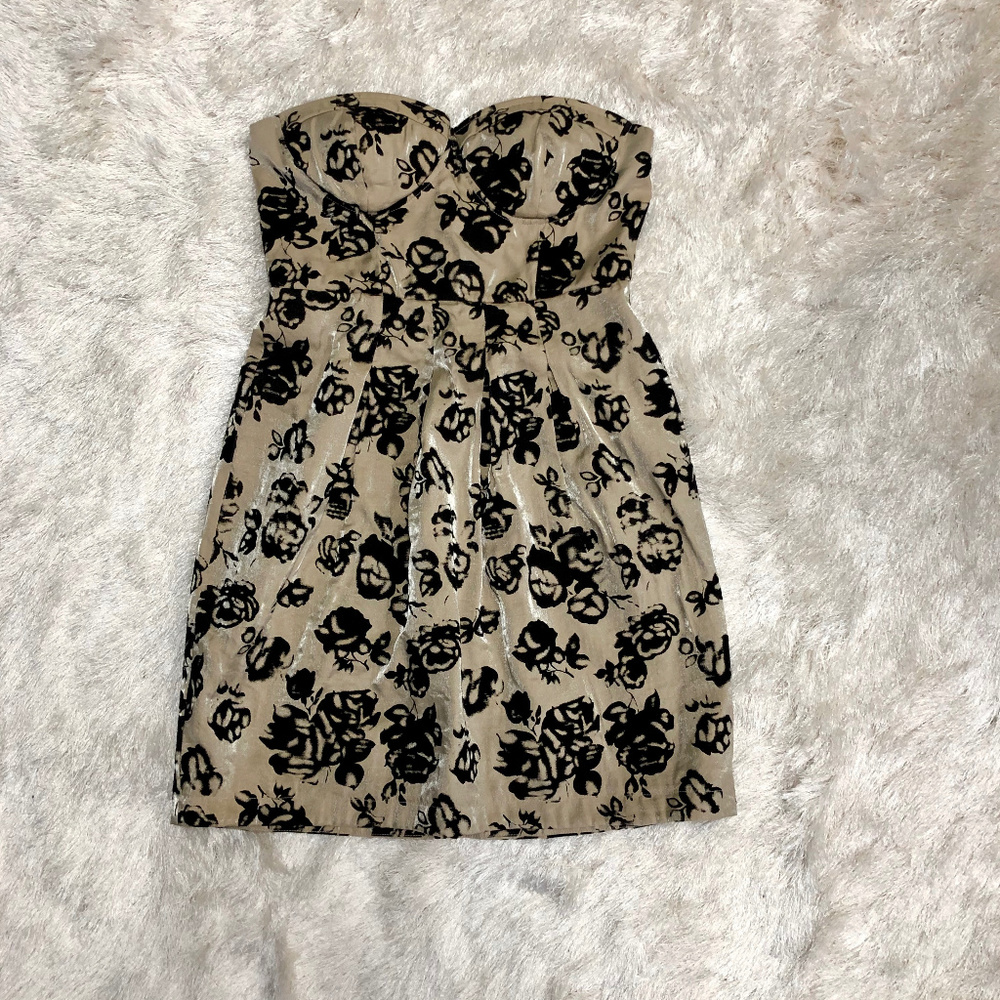 Kismet Gold with Black Velvet Flower Dress
